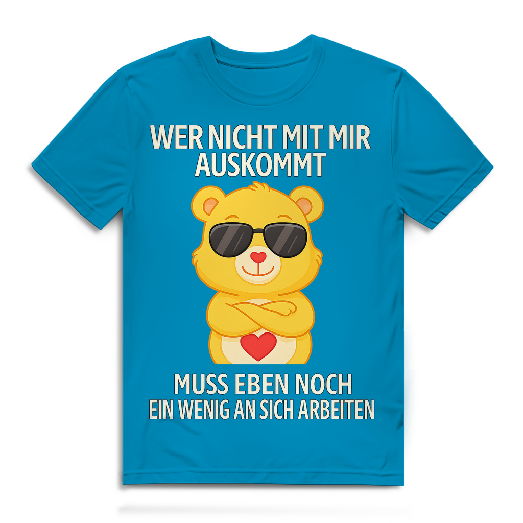 Herren Premium Bio T-Shirt Glücksbärchi Bär – Wer nicht mit mir auskommt Spruch Atoll