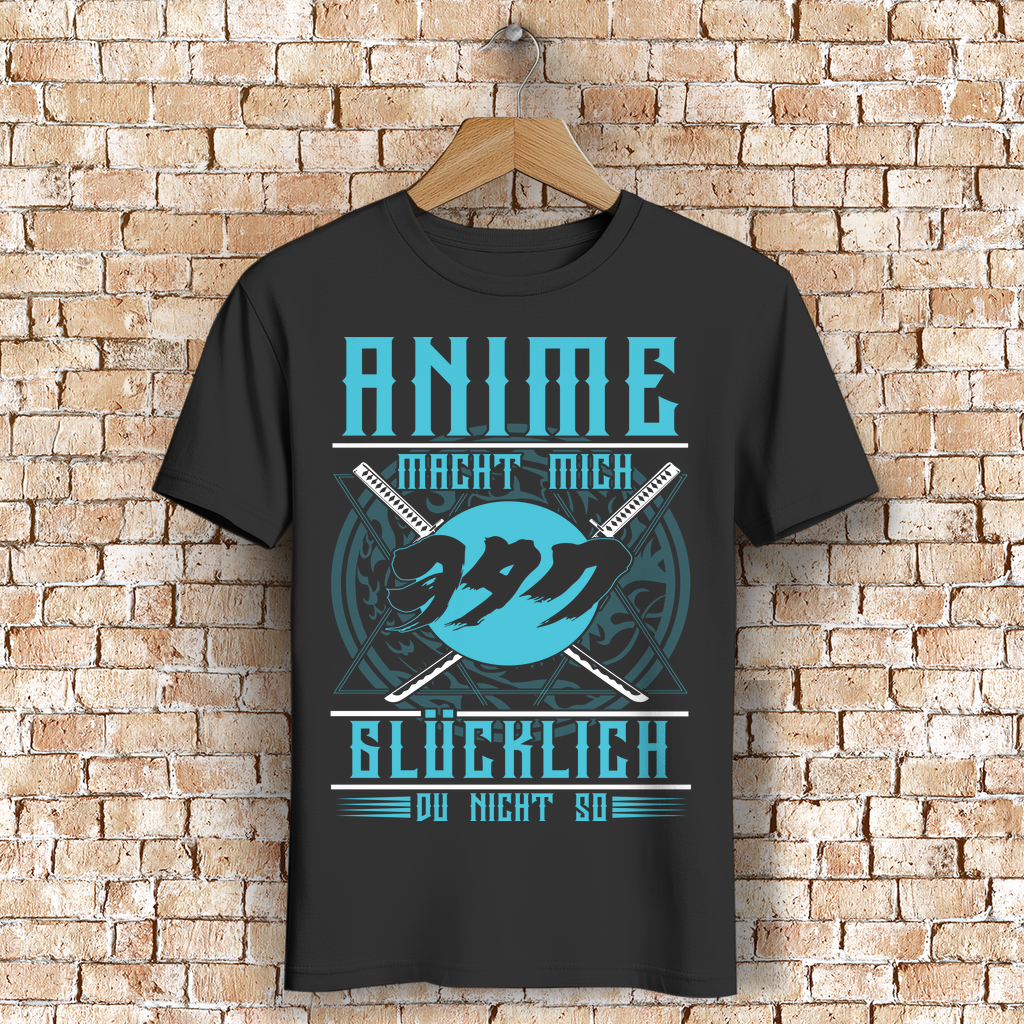 Anime macht glücklich – Katana Style Bio T-Shirt für echte Otakus &amp; Manga Fans