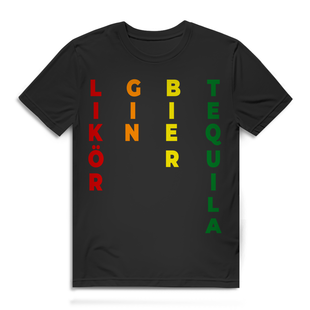 Herren T-Shirt LGBT Likör Gin Bier Tequila Bio Baumwolle Black