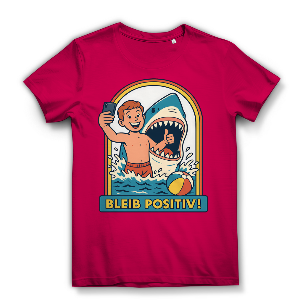 Bleib Positiv Hai Selfie Retro - Damen Premium Bio T-Shirt Fuchsia