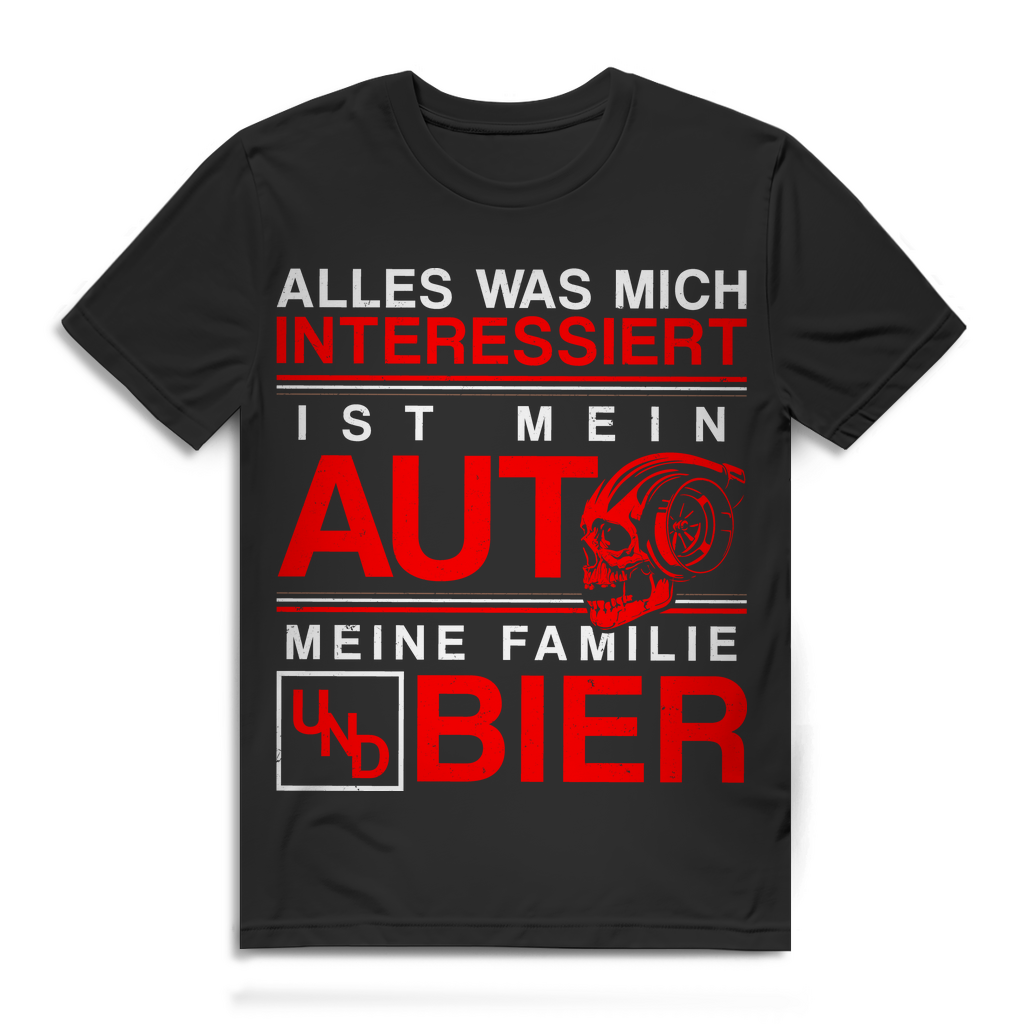 Auto Bier Familie Shirt Männer – Alles was mich interessiert – Totenkopf Design Black
