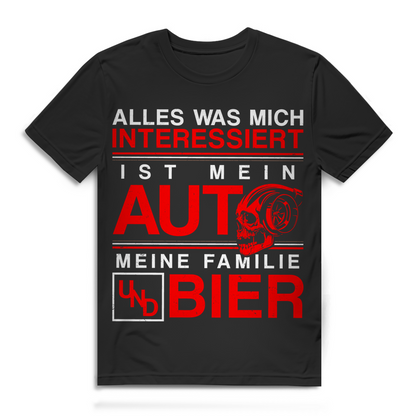 Auto Bier Familie Shirt Männer – Alles was mich interessiert – Totenkopf Design Black