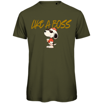 Peanuts Snoopy mit Bier Like a Boss - Herren Premium Bio T-Shirt