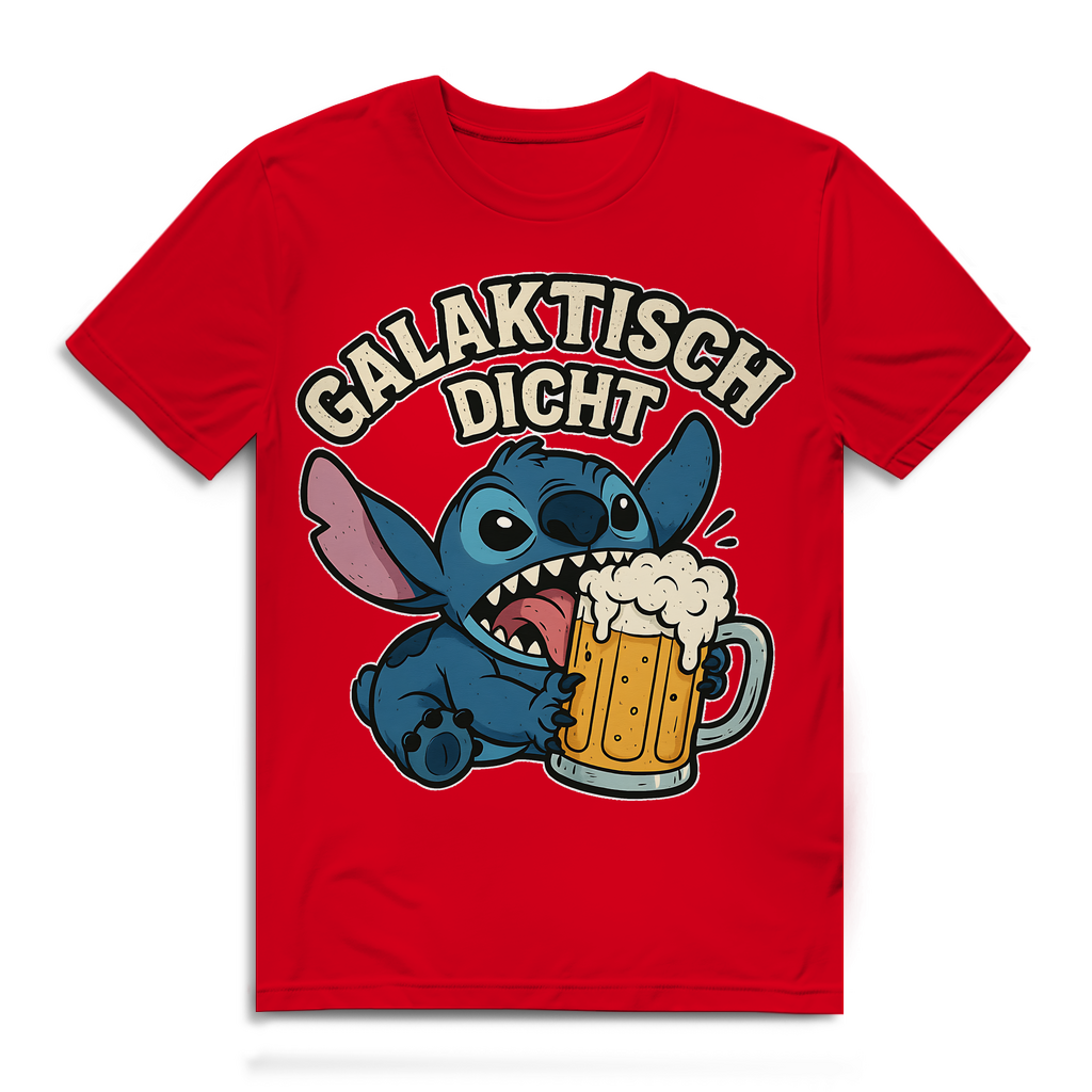 Stitch Galaktisch Dicht Bier Alien - Herren Premium Bio T-Shirt Red