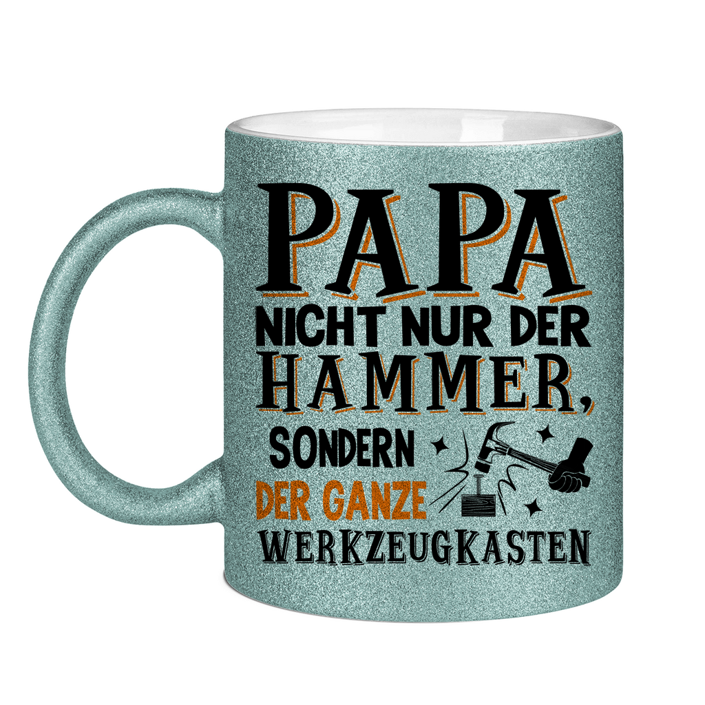 Papa nicht nur der Hammer sondern der ganze Werkzeugkasten - Glitzertasse Light Blue Glitter One size