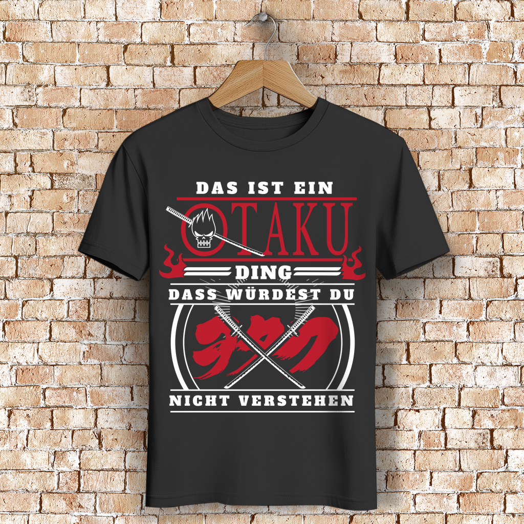 Otaku Lifestyle Shirt Männer – Japan Design mit Spruch &amp; Schwertern