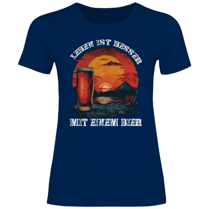Leben ist besser mit einem Bier - Damenshirt Navy
