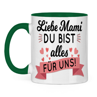Liebe Mami du bist alles für uns! - Tasse zweifarbig