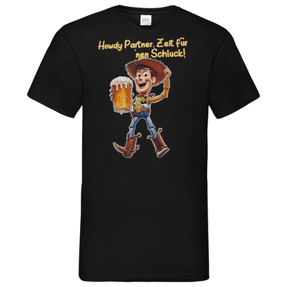 Howdy Partner Zeit für nen Schluck - Woody Toy Story - Herren V-Neck Shirt