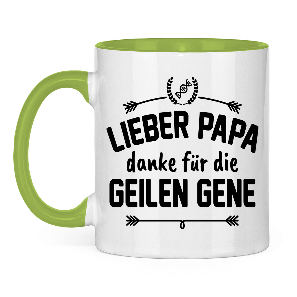 Lieber Papa danke für die geilen Gene - Tasse zweifarbig Light Green