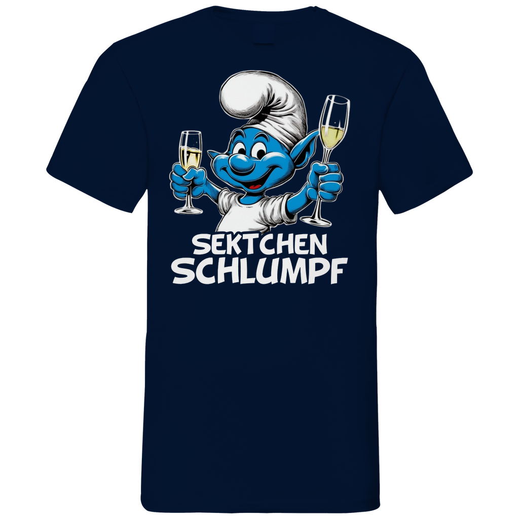 Sektchen Schlumpf Grafik - Herren V-Neck Shirt