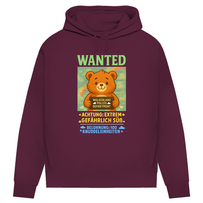 Damen Premium Bio Hoodie Wanted Glücksbärchi Wolkenland Extrem Gefährlich Süß Burgundy