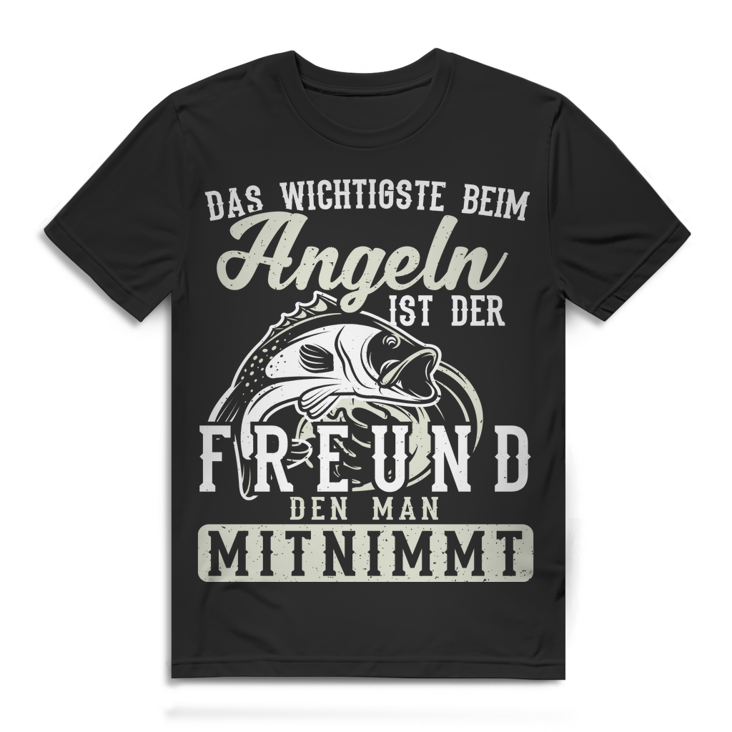 Herren T-Shirt Wichtigste beim Angeln der Freund den man mitnimmt Black