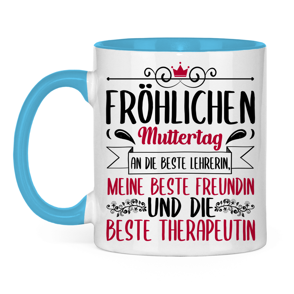 Fröhlichen Muttertag an die beste Mutter - Tasse zweifarbig Light Blue
