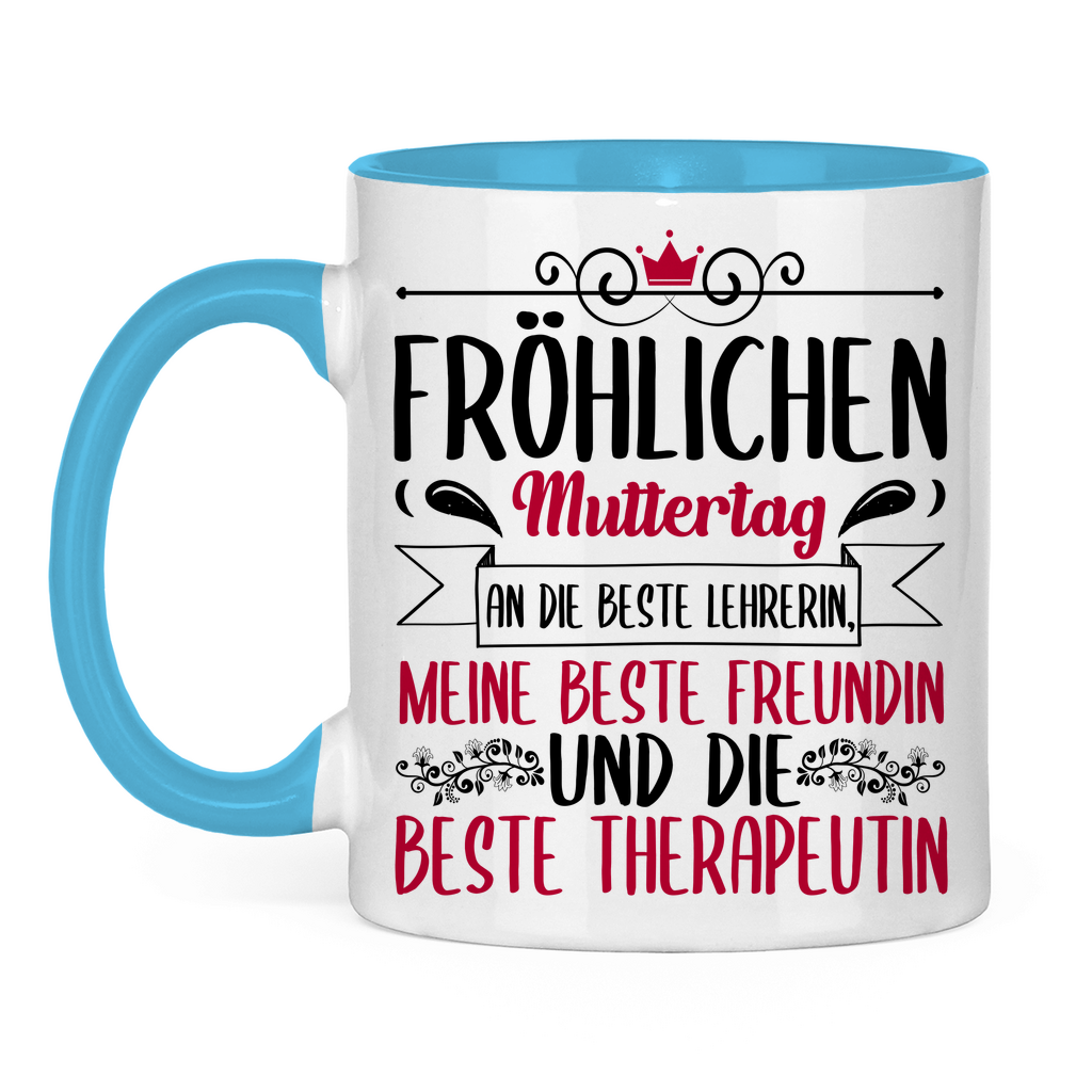 Fröhlichen Muttertag an die beste Mutter - Tasse zweifarbig