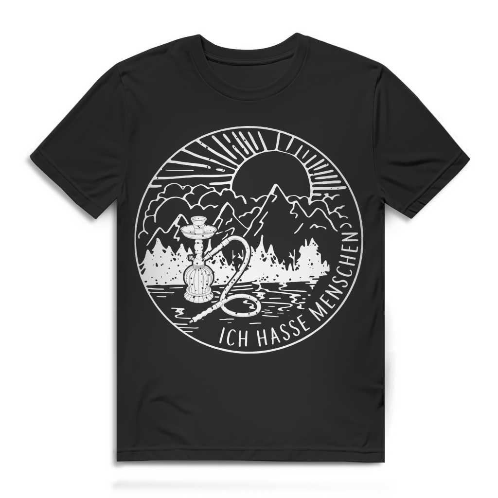 Shisha Shirt Männer – Ich hasse Menschen Design – Natur Motiv mit Wasserpfeife