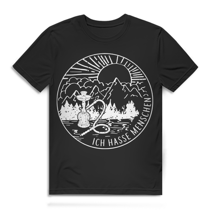 Shisha Shirt Männer – Ich hasse Menschen Design – Natur Motiv mit Wasserpfeife
