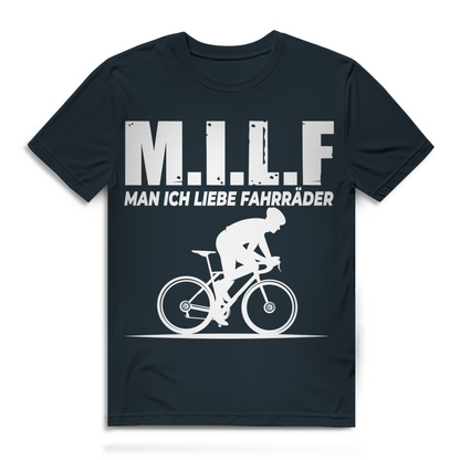 Lustiges Herren Bio T-Shirt M.I.L.F Man ich liebe Fahrräder Fahrrad MTB Fun