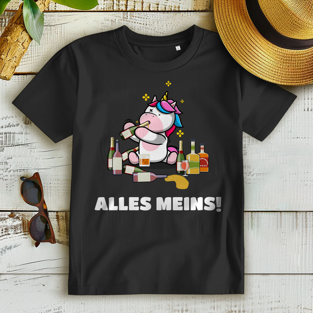 Alles meins Einhorn Shirt Damen lustiges Alkohol Geschenk Partymotiv Mädels