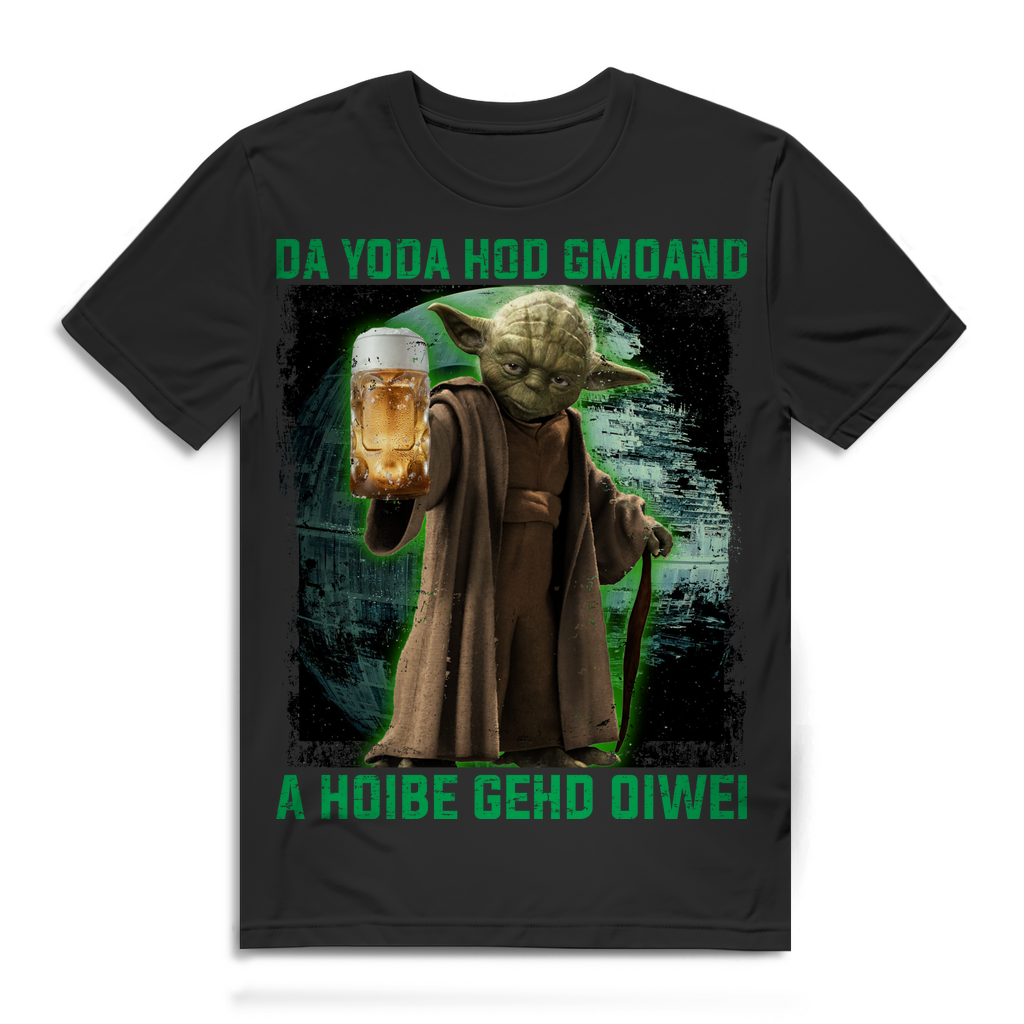 Bayerisches Nerdshirt Männer – A Hoibe geht oiwei mit Yoda Jedi Humor Black