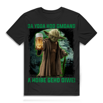 Bayerisches Nerdshirt Männer – A Hoibe geht oiwei mit Yoda Jedi Humor