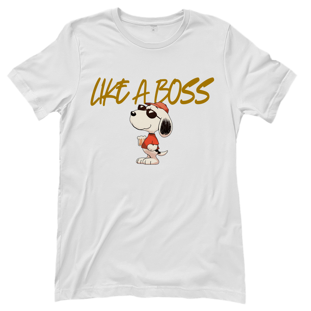 Peanuts Snoopy mit Bier Like a Boss - Damenshirt White