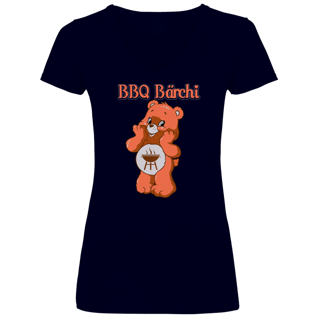 BBQ Bärchi - Glücksbärchi - V-Neck Damenshirt Deep Navy