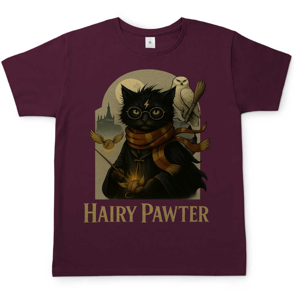Hairy Pawter Harry Potter Katze - Herren T-Shirt Burgundy