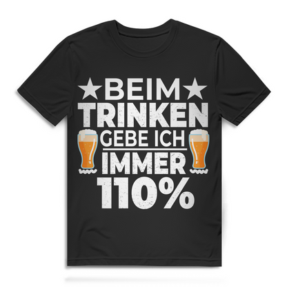 Spruch T-Shirt Herren mit Bierglas Motiv Feier Shirt Party Beim Trinken 110 %