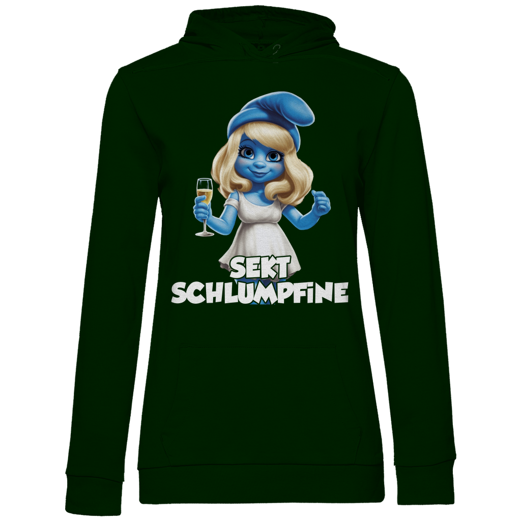 Sekt Schlumpfine Grafik - Damen Hoodie Forest Green