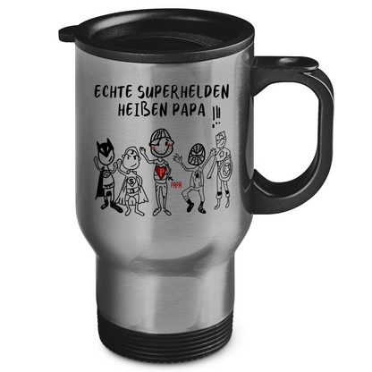 Echte Superhelden heißen Papa! - Edelstahl-Thermobecher