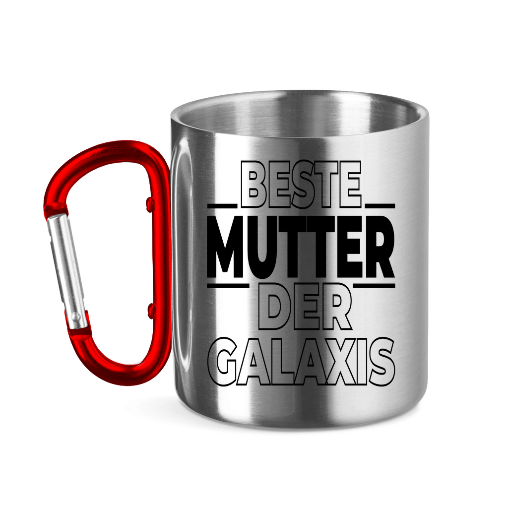 Beste Mutter der Galaxis - Edelstahltasse mit Karabinergriff Red 320 ml
