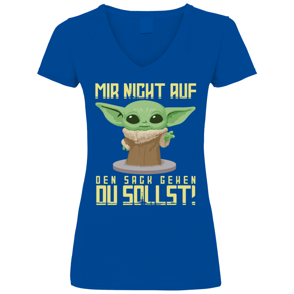 Mir nicht auf den Sack gehen du sollst Baby Yoda Grogu - V-Neck Damenshirt