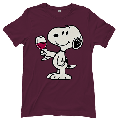 Snoopy mit Wein -  Die Peanuts - Damenshirt