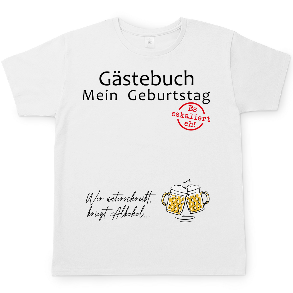 Gästebuch mein Geburtstag Geburtstagsgeschenk - Herren Shirt White