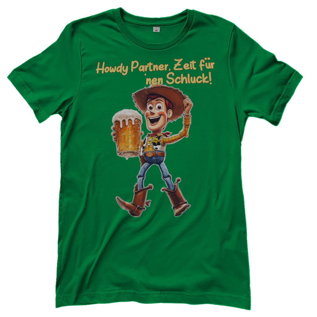 Howdy Partner Zeit für nen Schluck - Woody Toy Story - Damenshirt Kelly Green