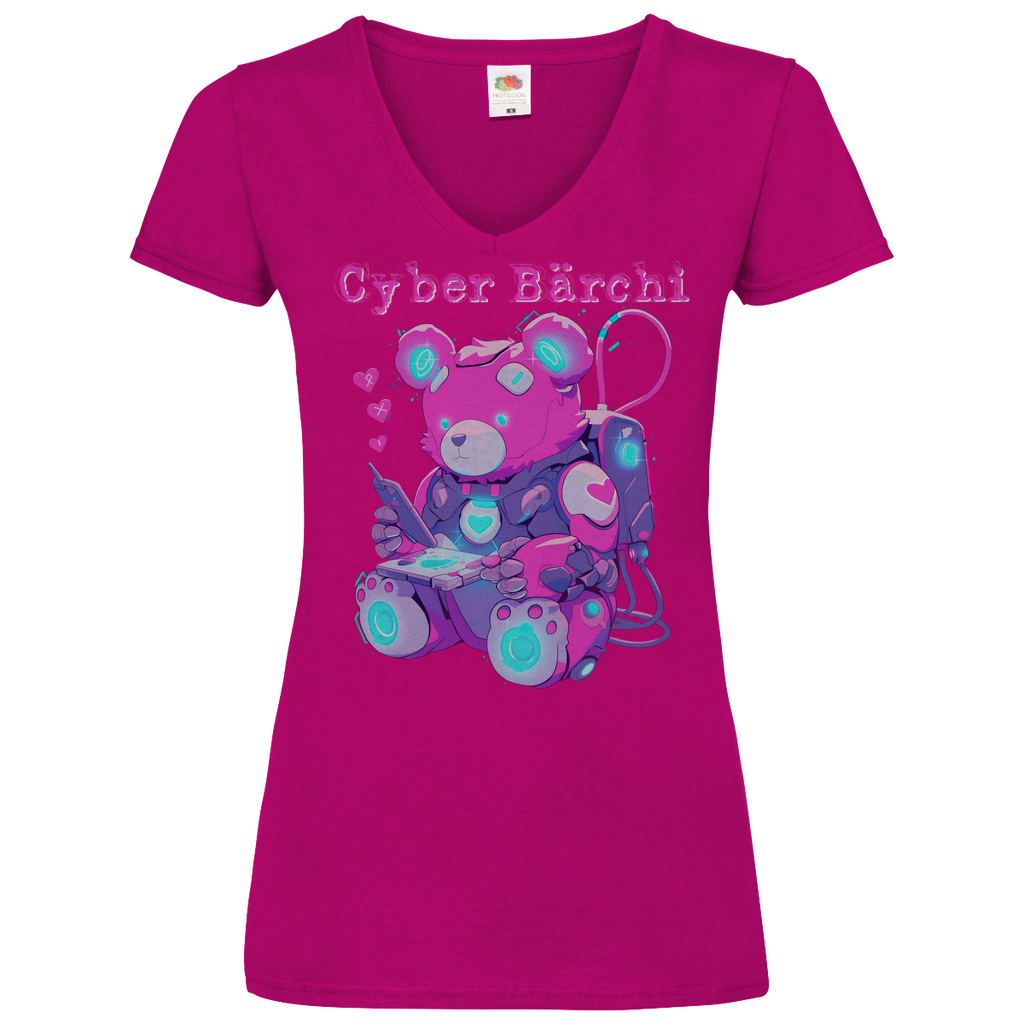 Cyber Bärchi - Glücksbärchi - V-Neck Damenshirt