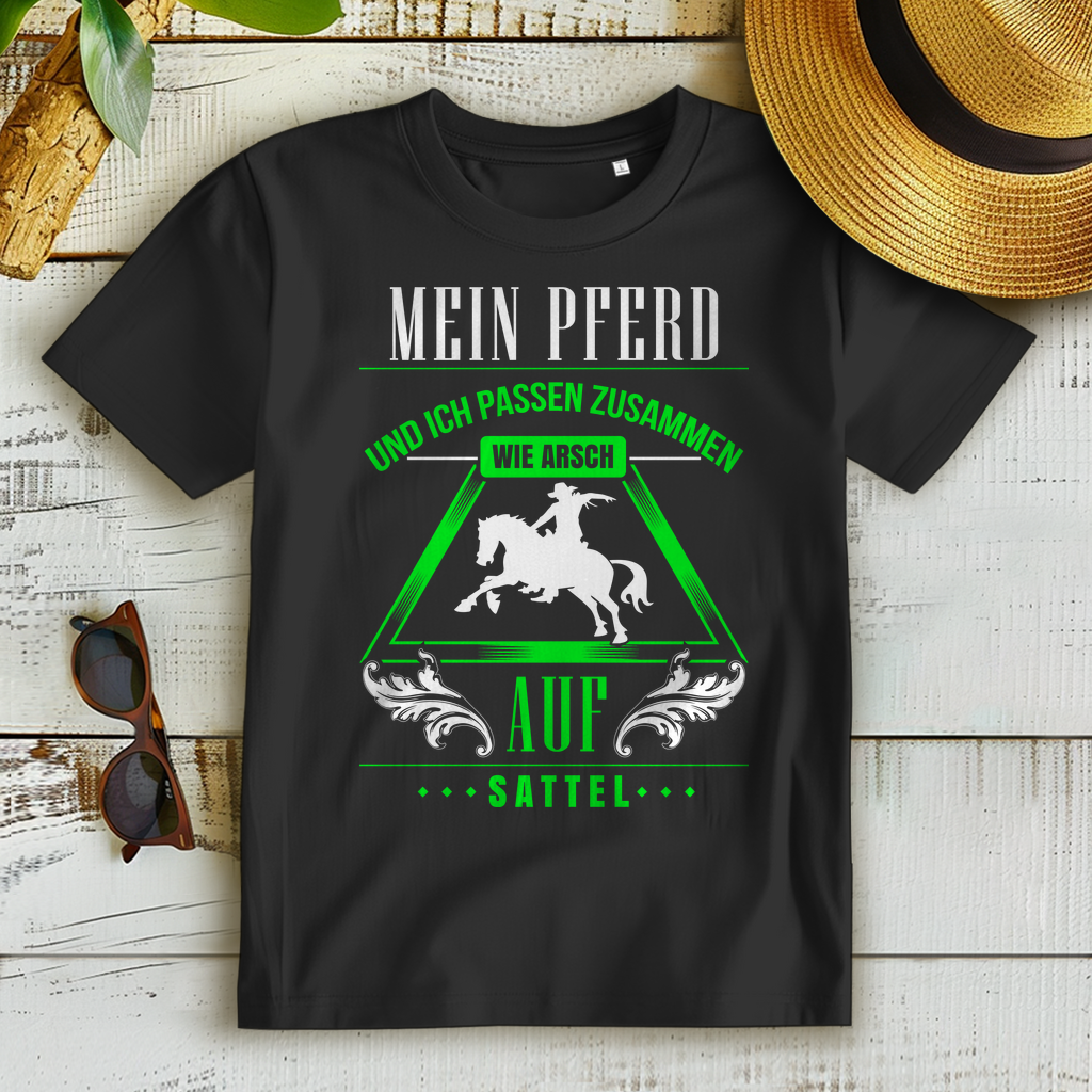 Mein Pferd &amp; ich – wie Arsch auf Sattel – Damen Reiterin T-Shirt