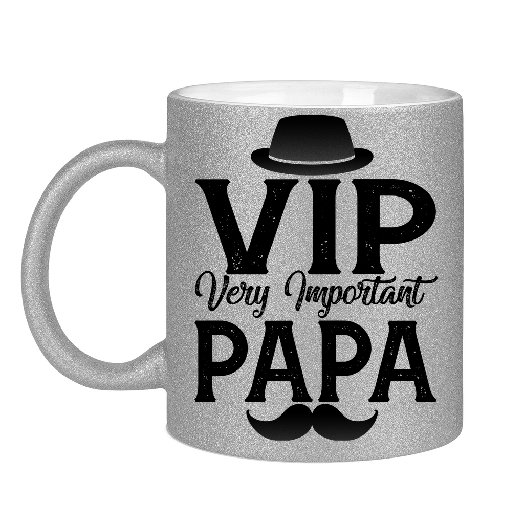 VIP very important Papa - Glitzertasse Silver Glitter One size