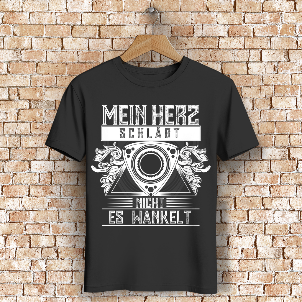 Mein Herz wankelt – Wankelmotor T-Shirt für Autoliebhaber – Bio Baumwolle
