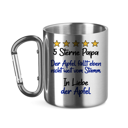 5 Sterne Papa in liebe der Apfel - Edelstahltasse mit Karabinergriff
