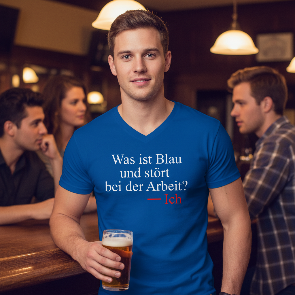 Was ist blau und stört bei der Arbeit - Herren V-Neck Shirt