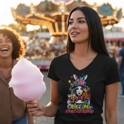Alice im Rauschzustand Bunt - V-Neck Damenshirt