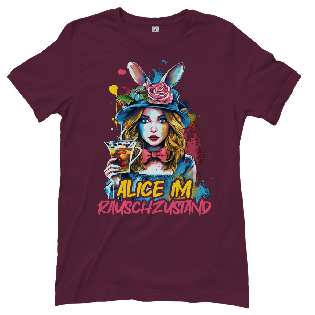 Alice im Rauschzustand Bunt - Damenshirt Burgundy
