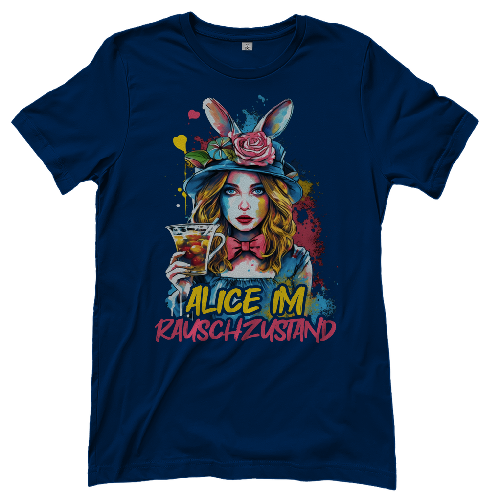Alice im Rauschzustand Bunt - Damenshirt Navy