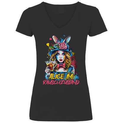Alice im Rauschzustand Bunt - V-Neck Damenshirt Black