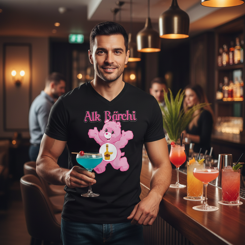 Alk Bärchi - Glücksbärchi - Herren V-Neck Shirt