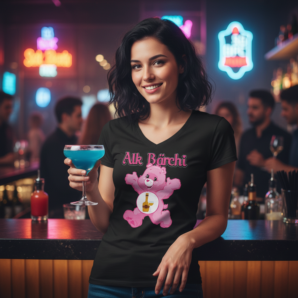 Alk Bärchi - Glücksbärchi - V-Neck Damenshirt