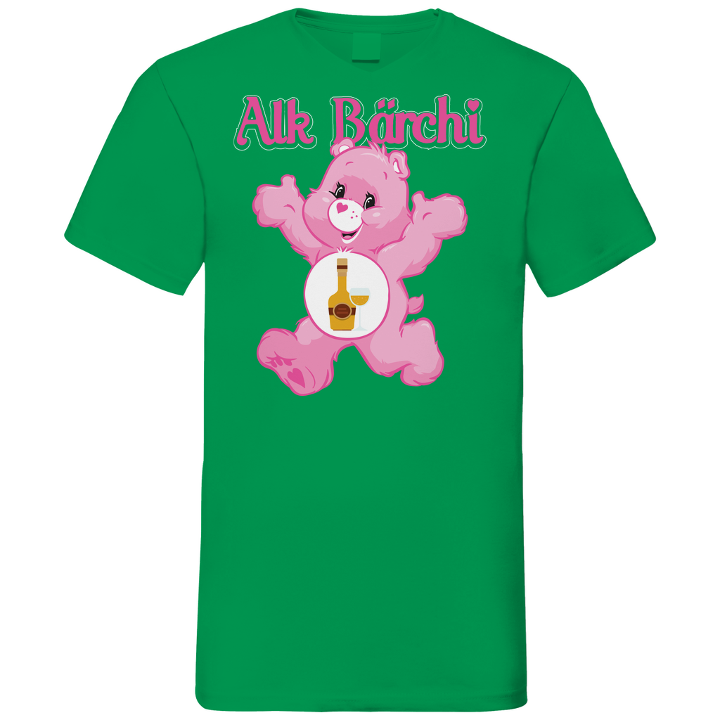 Alk Bärchi - Glücksbärchi - Herren V-Neck Shirt Kelly Green
