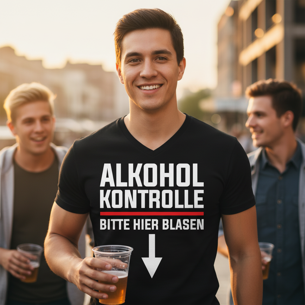 Alkohol Kontrolle bitte hier Blasen - Herren V-Neck Shirt